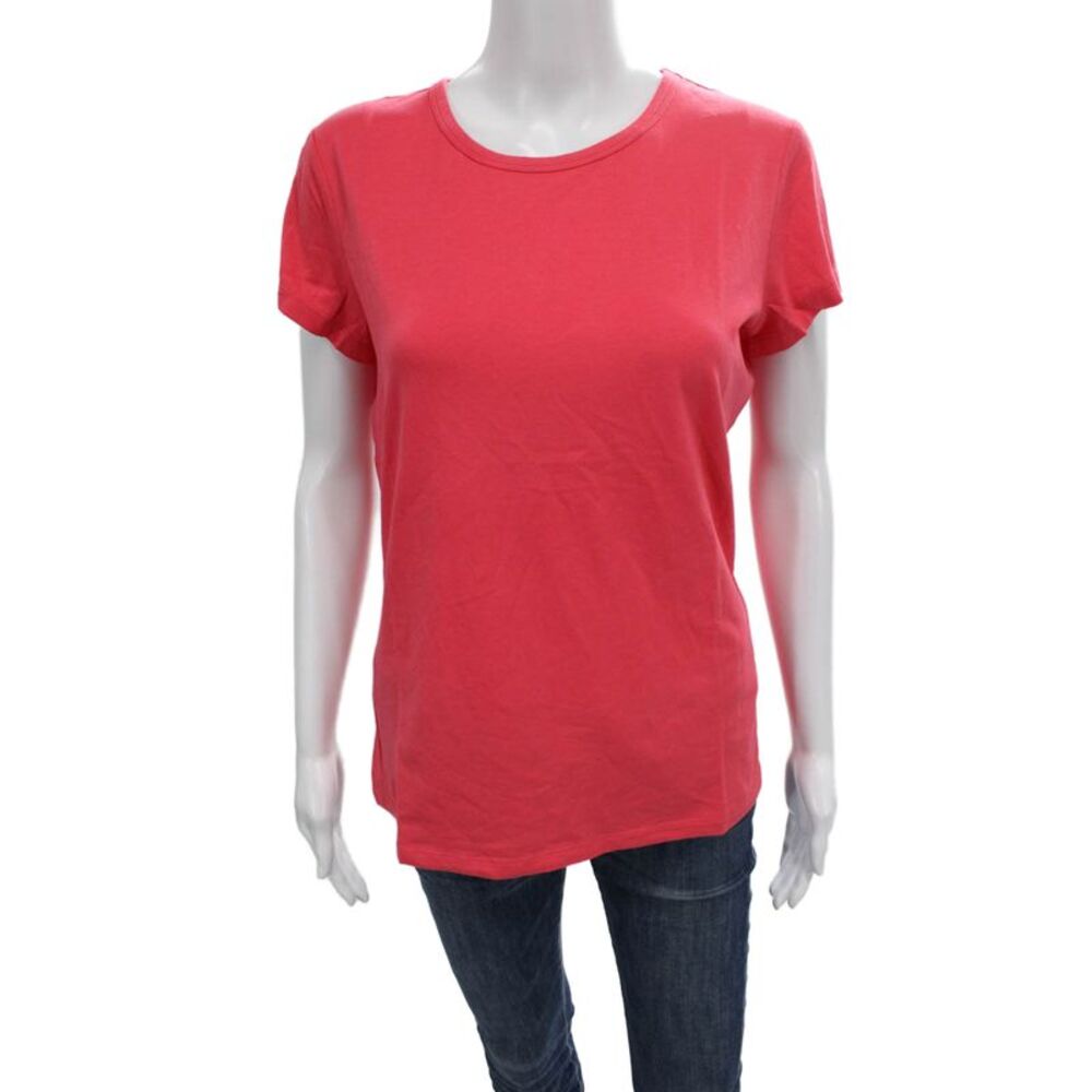 J. Mclaughlin Womens Red Cotton Crew Neck Basic T-Shirt Short Sleeve Size M